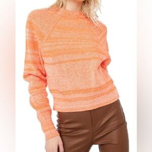 Free People Vibrant Orange Too Good Mock Neck Sweater Size M